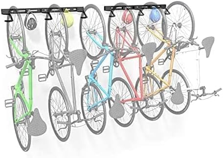 Bike Storage Rack Wall Mount Bike Rack | Steel Bike Mount Wall | Adjustable Bike Hangers for Garage (6 Bike Rack)-StrideForce Fitness