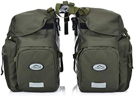 FANWU 50L Bike Panniers Bicycle Commuting Bag Waterproof Saddle Bags with Rain Cover for Bicycle Rear Rack Carrier, Support for Width Less Than 7 inches Bike Rack-StrideForce Fitness