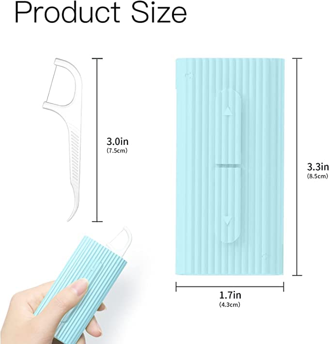 Dental Floss Picks Portable Case-20 Count Pocket-Sized Professional Flosser Dispenser-LIAMOSS Superfine Toothpicks Sticks-Best Dental Oral Care(Blue Green)