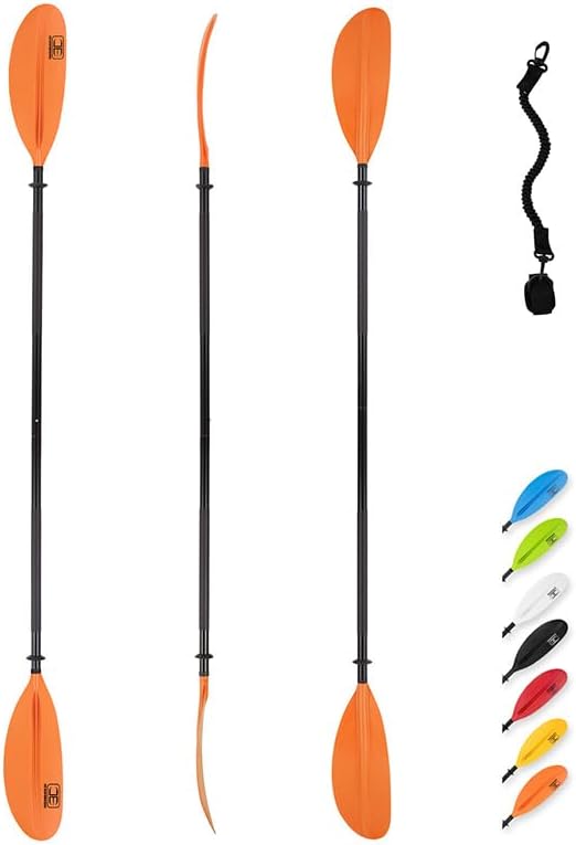 OCEANBROAD Kayak Paddle 86in/218cm, 90.5in/230cm, 95in/241cm Alloy Shaft Kayaking Boating Canoeing Oar with Paddle Leash-StrideForce Fitness
