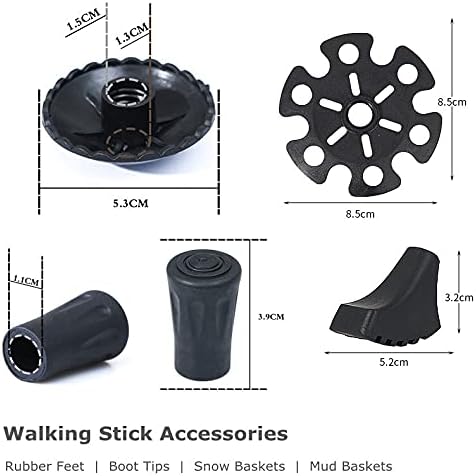 Walking Stick Tips Rubber 4pcs Trekking Pole Tips Replacement- Rubber Feet for Hiking Poles, Walking Sticks, Trekking Poles | Rubber Tip for Walking Sticks Hiking Trekking Poles Boot Tips Rubber Feet-StrideForce Fitness