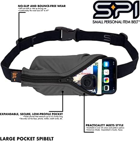 SPIbelt Running Belt for Women Men, Phone Holder for Running, Running Fanny Pack, Holder for Phone, Running Waist Pack, Adjustable Waist, [Fits All Phones]. No Bounce, Steel Blue-StrideForce Fitness