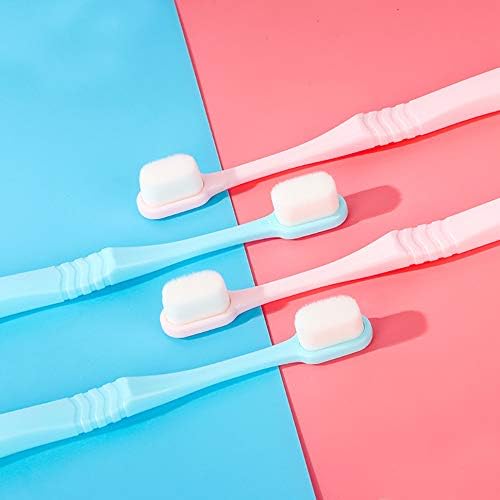 DI QIU REN Extra Soft Toothbrush for Sensitive Gums, Manual Toothbrush with 8 Tubes of 10000 Soft Floss Bristle for Gum Care (Blue & Pink & White & Black)