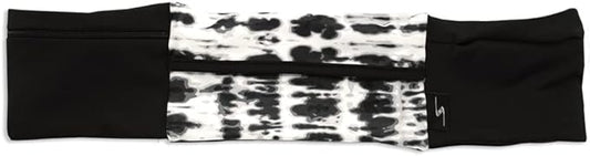 3 Pocket Adjustable Running Belt Waist Pack, Fanny Pack For Working Out With Sweat Resistant Backing, Holds All iPhone Models (Tie Dye/Black, Large/XL)-StrideForce Fitness