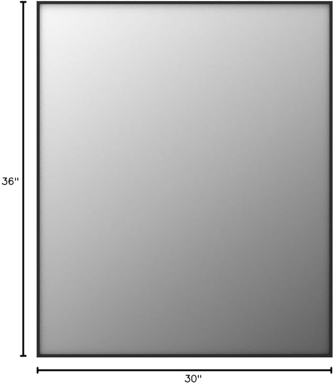 30x36 Inch Black Bathroom Mirror for Wall, Aluminum Frame Rectangle Rectangular Vanity Mirror, Modern Large for Bedroom, Living Room, Horizontal or Vertical-StrideForce Fitness