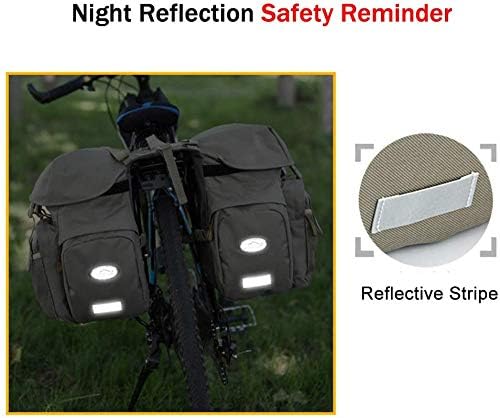 Dreamoon 50L Bike Panniers, Waterproof Bicycle Commuting Bag Saddle Bags with Rain Cover, Bike Rear Seat Bag Carrier with Reflective Trim, Cycling Organizer for Width Less Than 6.3 inches Rack (Green)-StrideForce Fitness