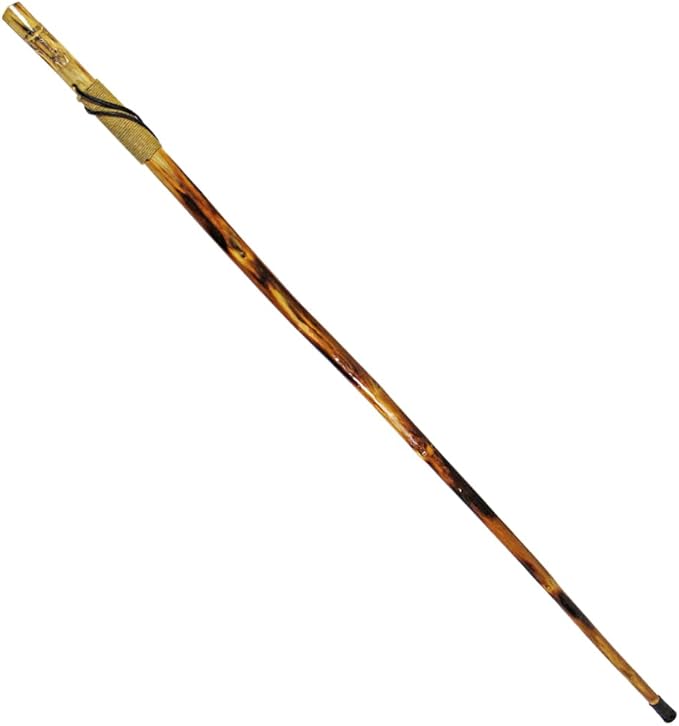 SE Survivor Series 55" Hand Carved Wolf Hiking Stick, Weatherproof, Rope Wrapped, Metal Tip - WS626-55RW-StrideForce Fitness