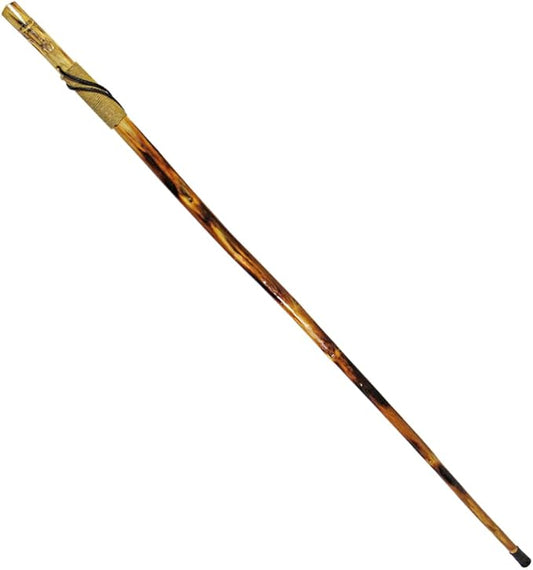 SE Survivor Series 55" Hand Carved Wolf Hiking Stick, Weatherproof, Rope Wrapped, Metal Tip - WS626-55RW-StrideForce Fitness