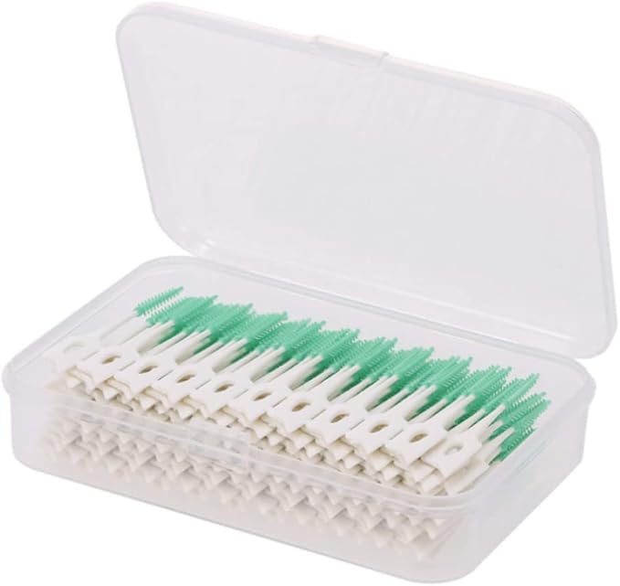 Interdental Brushes Ultra Tight Disposable Tooth Cleaner Brushes Silicone Toothpick Brush for Interdental Spaces Green 160Pcs/Box