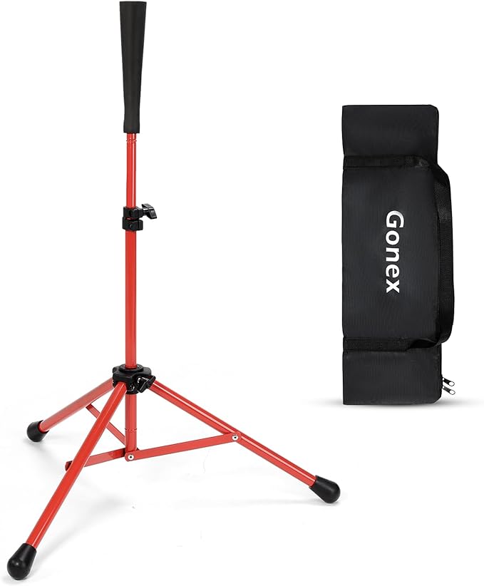 Gonex Baseball Softball Practice Hitting Batting Tripod Stand Rubber Tee Collapsible Portable with Carrying Bag-StrideForce Fitness