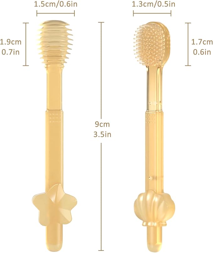 SHARE&CARE Baby Toothbrush and Baby Tongue Cleaner for Toddler Oral Care, Soft Silicone Toothbrush
