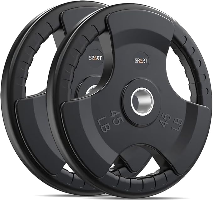 SPART Weight Plate 2-Inch Rubber Coated Olympic Grip Plate for Barbell,Solid Cast Iron Weight Plates in Pairs or Single for Strength Training,Weightlifting,Crossfit,Home Gym(5LB/10LB/25LB/35LB/45LB)-StrideForce Fitness