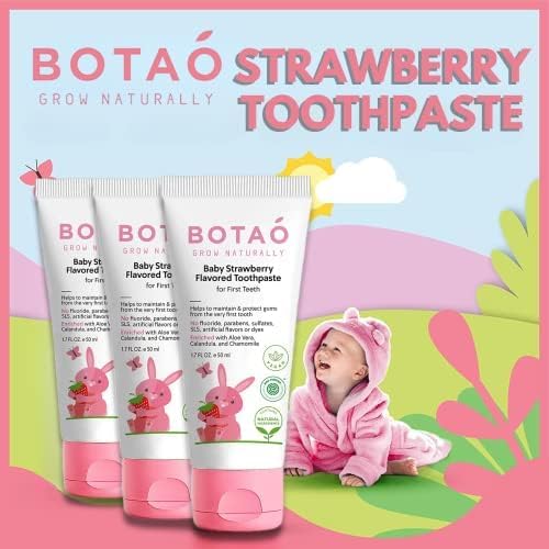 Fluoride Free Baby Toothpaste | Natural Toddler Toothpaste | Strawberry Flavored - Training Toothpaste for Toddlers | EWG Verified, Vegan, SLS Free, Safe to Swallow, Aloe Vera (3 Pack)