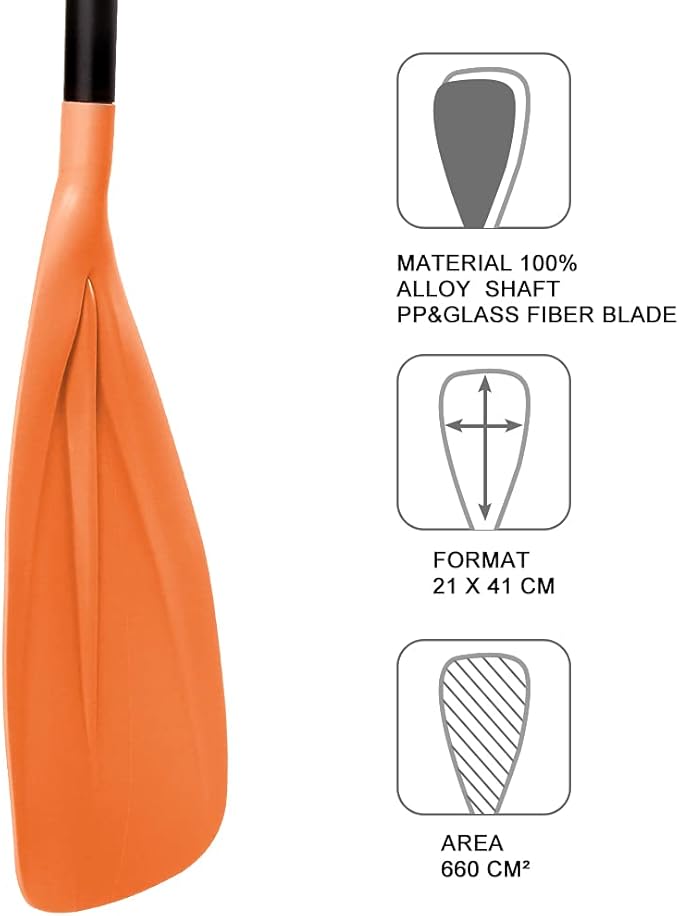 SUP Paddle - 3-Piece Adjustable Aluminium SUP Paddle with Glass Fiber Blade for Surfing, Floating, Water Sports-StrideForce Fitness