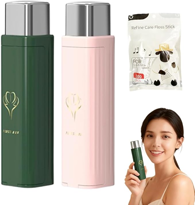 Portable Floss Dispenser with 100 Pcs Dental Floss, Dental Floss Dispenser Dental Floss Picks Case, Automatic Floss Dispenser Floss Organizer for Family Travel (2pcs B)