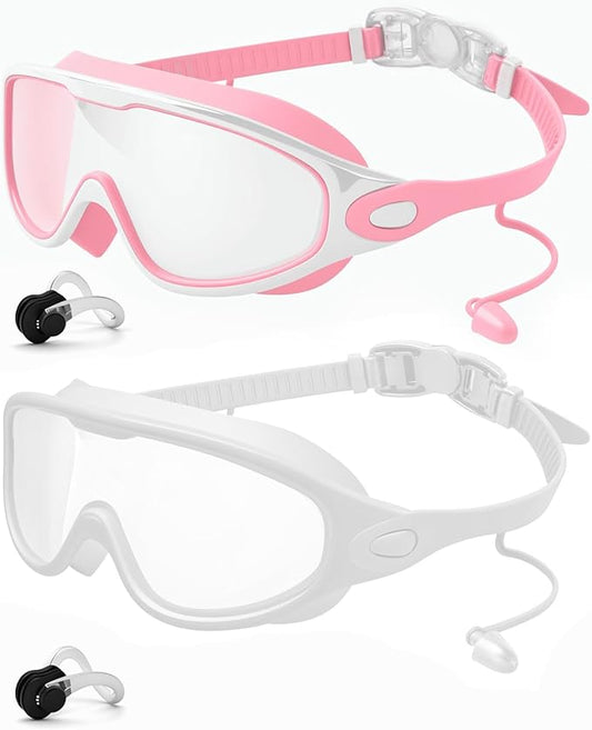 Rantizon Swim Goggles 2 Pack, Wide View Anti Fog&UV Swimming Goggles for Audlt, No Leaking Swim Glasses for Men Women Kids-StrideForce Fitness