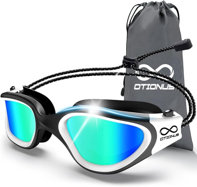 Swim Goggles, Polarized Adult Swimming Goggles Bungee Strap No Hair Pulling Anti-fog Pool Goggles for Men Women-StrideForce Fitness