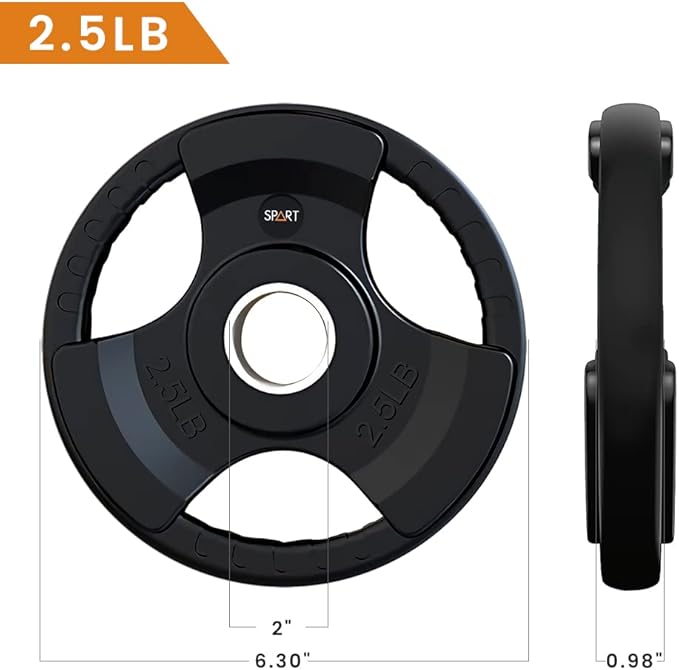 SPART Weight Plate 2-Inch Rubber Coated Olympic Grip Plate for Barbell,Solid Cast Iron Weight Plates in Pairs or Single for Strength Training,Weightlifting,Crossfit,Home Gym(5LB/10LB/25LB/35LB/45LB)-StrideForce Fitness