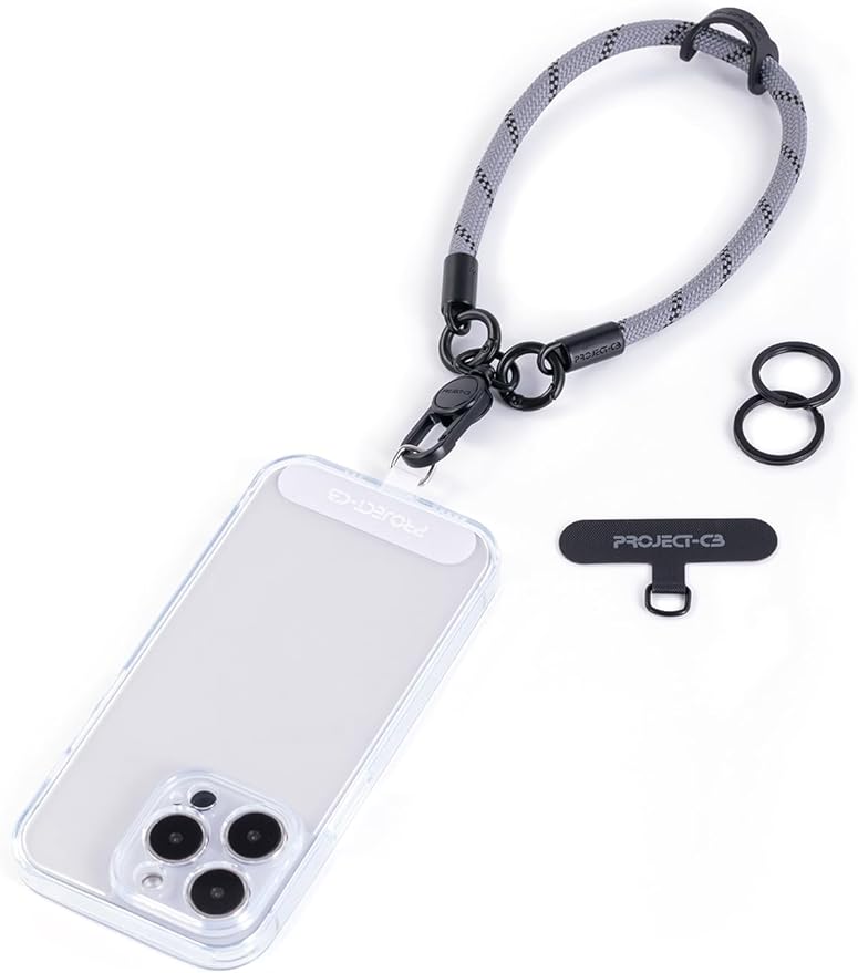 project-cb Phone Wrist Strap 1,Tether Tab 2,Phone Wristlet,Lanyard Wrist Strap,Key Holder,KeyChain,KeyRing×2(Gray)-StrideForce Fitness