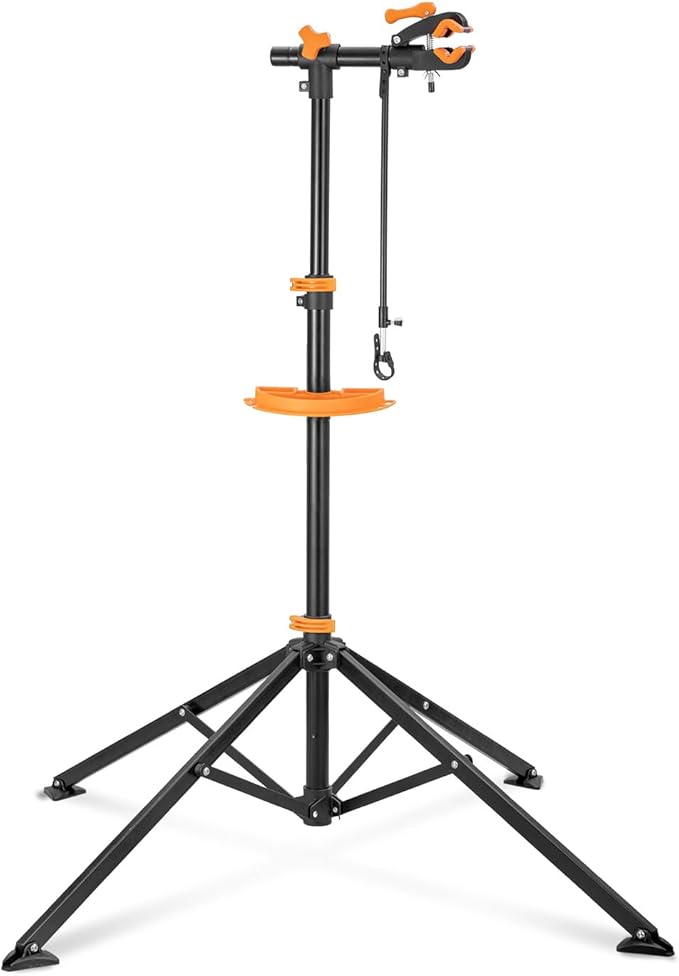 teraysun Bike Repair Stand (Max 66lbs/30kg) - Foldable Workstand with Magnetic Tool Tray (24.5x13cm), 360° Rotatable Head, GS Certified for 20-29" Mountain/Road Bikes-StrideForce Fitness