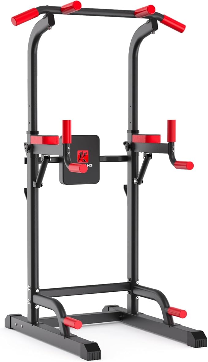 K KiNGKANG Power Tower Dip Station, Multi-Function Assistive Trainer Pull Up for Home Gym Muscle Building and Beginner Exercises,Load 450LBS-StrideForce Fitness