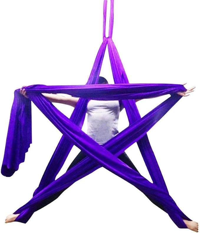 DASKING Aerial Silks Starter Kit - Durable 11Yards of Aerial Yoga Hammock with Hardware, Aerial Swing for Acrobatic Flying Yoga & All Levels (Aerial Rigging Point Up to 14ft)-StrideForce Fitness
