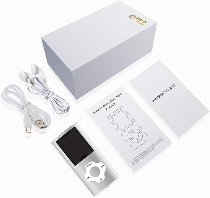 Mymahdi MP3/MP4 Portable Player,1.8 Inch LCD Screen,Max Support 64GB,Silver-StrideForce Fitness