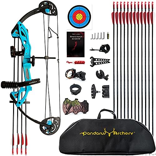 Compound Bow Archery for Youth and Beginner, Right Handed,19”-28” Draw Length,15-29 Lbs Draw Weight, 260 fps-StrideForce Fitness