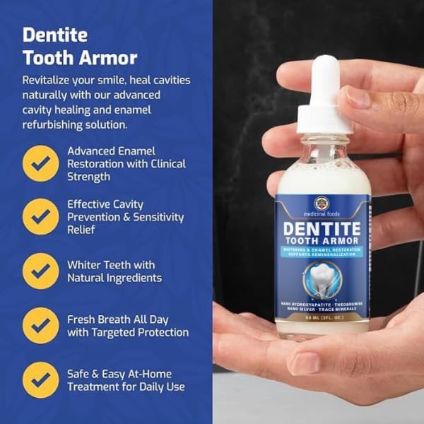 Original Dentite Tooth Armor Liquid | Nano Hydroxyapatite Remineralization Drops to Restore Tooth Enamel & Support Sensitivity Relief | at-Home Enamel Repair for Stronger Teeth | 60 ml