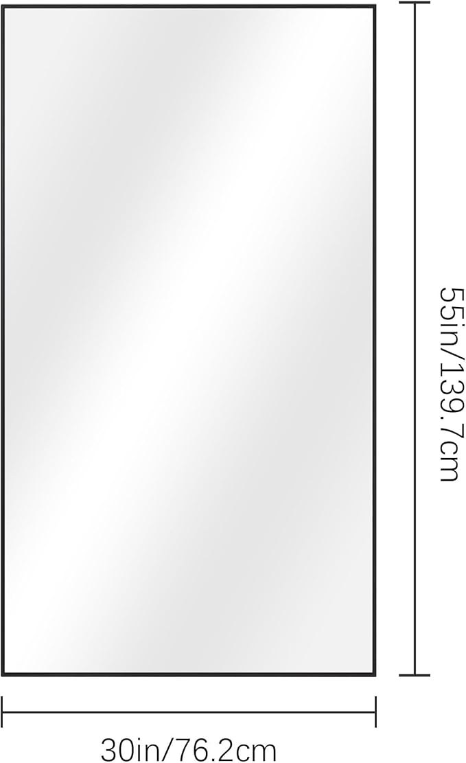 Black Bathroom Mirror for Wall, 30x55 Inch Rectangle Mirrors with Metal Frame, Modern Vanity Wall Mirror Decor for Entryway Hangs, Bathroom Living Room Horizontal or Vertical-StrideForce Fitness