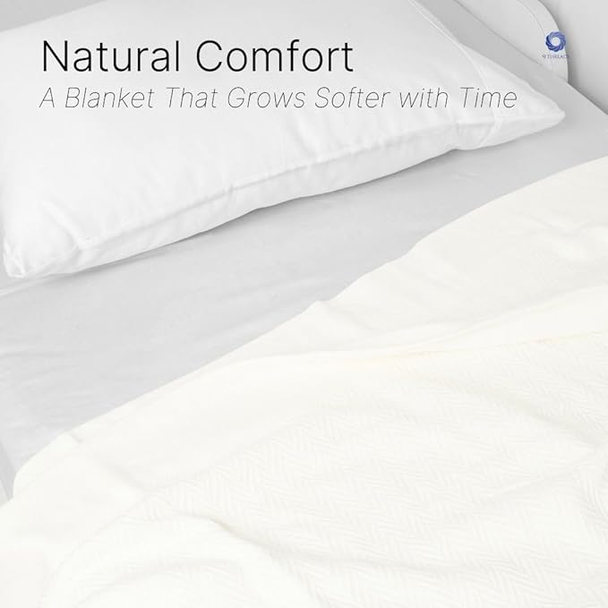 100% Cotton Herringbone Weave Blankets, 108" X 90" King, Throw Blanket for Bed, All Season Cotton Blanket, Cozy Blanket,Throws & Bed Blanket, Throw Blanket for Couch, Modern Home Decor -Tusk-StrideForce Fitness