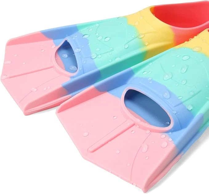 Kids Swim Fins,Short Kids Fins Youth Swimming Flippers for Lap Swimming Training for Children Girls Boys Beginners-StrideForce Fitness