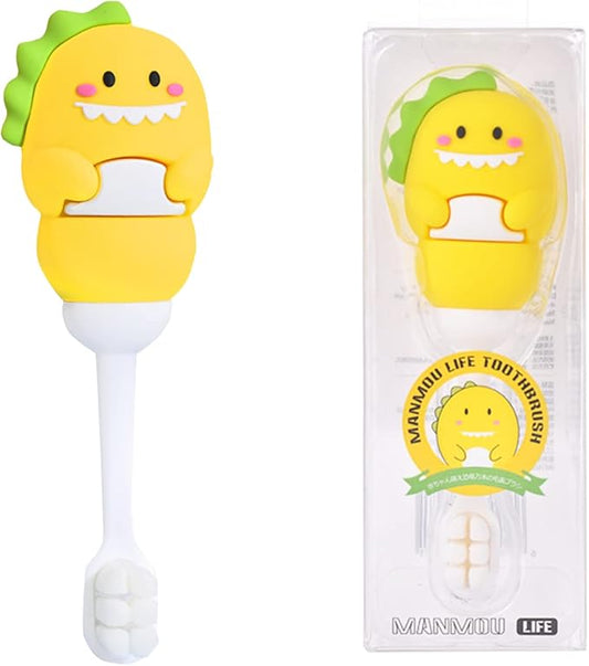 Toddler Toothbrush with Tongue Cleaner, Extra Soft Bristles for Kids 1-6, BPA-Free Baby Toothbrush with Ergonomic Grip & Non-Slip Handle，Kid Toothbrush for Gentle Care & Safe Brushing (Yellow,1 Count)