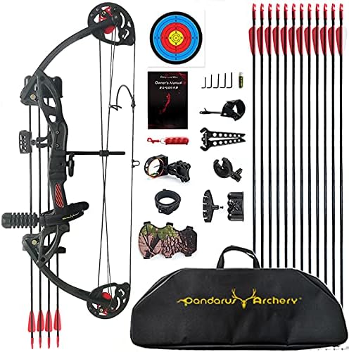 Compound Bow Archery for Youth and Beginner, Right Handed,19”-28” Draw Length,15-29 Lbs Draw Weight, 260 fps-StrideForce Fitness