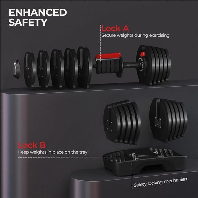 Yaheetech Adjustable Dumbbells Set 28LB/40LB/52.5LB/90LB, Fast Adjust Weight Set Pair-StrideForce Fitness