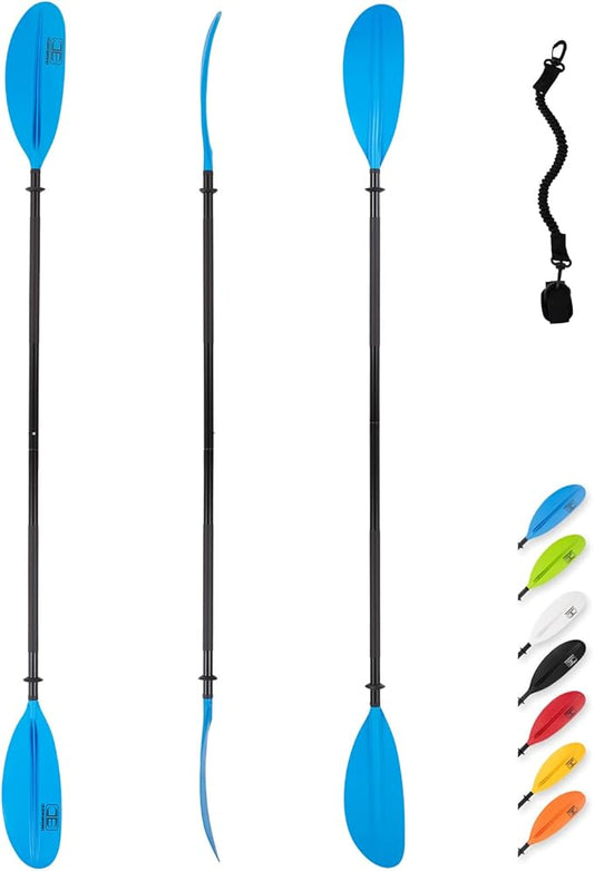 OCEANBROAD Kayak Paddle 86in/218cm, 90.5in/230cm, 95in/241cm Alloy Shaft Kayaking Boating Canoeing Oar with Paddle Leash-StrideForce Fitness