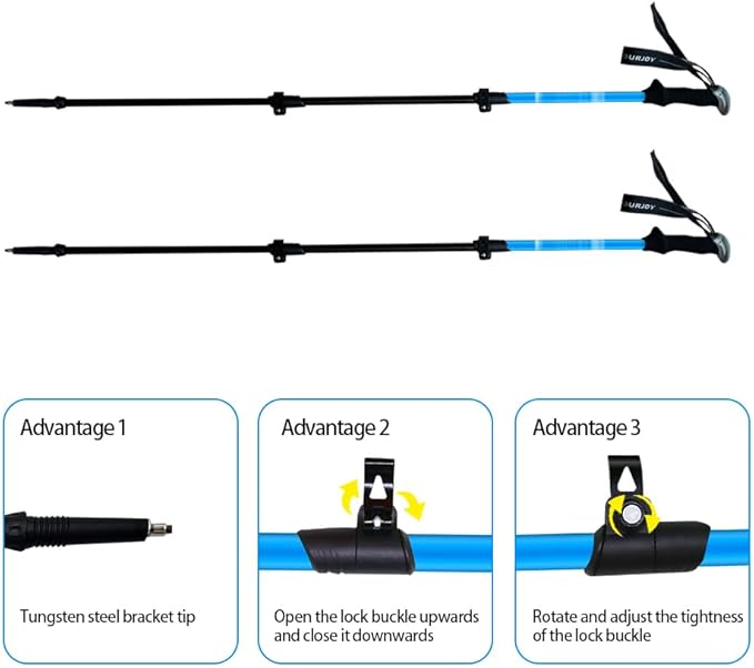 Hiking Trekking Poles, 2 Pack Anti Shock, Adjustable, Collapsible Hiking Poles for Trekking or Walking, Lightweight Aluminum Sticks for Children-StrideForce Fitness
