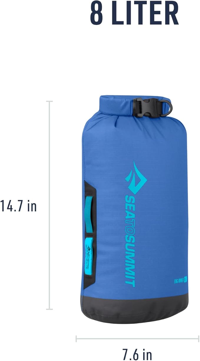 Sea to Summit Big River Dry Bag, Heavy-Duty Dry Storage, 8 Liter, Surf Blue-StrideForce Fitness