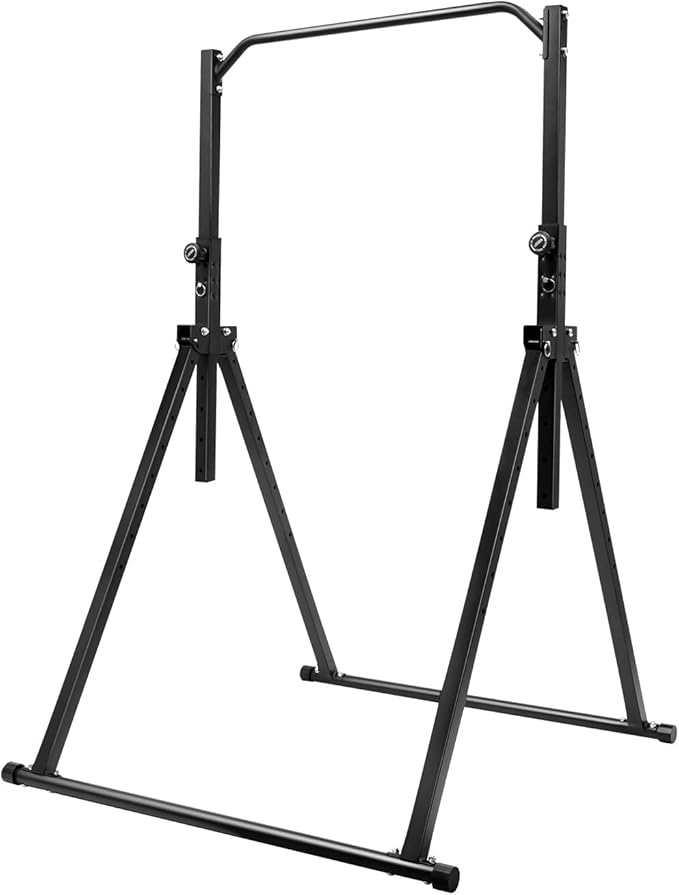 Foldable Power Tower Pull Up Bar Dip Station, 200kg/440.92lbs Triangular Pull Up Bar Station Adjustable, Multi-Function Strength Training Fitness Equipment for Home Gym-StrideForce Fitness