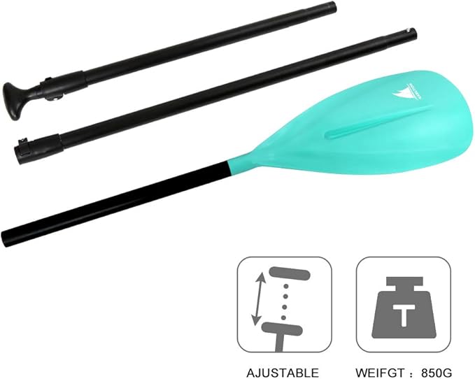 SUP Paddle - 3-Piece Adjustable Aluminium SUP Paddle with Glass Fiber Blade for Surfing, Floating, Water Sports-StrideForce Fitness