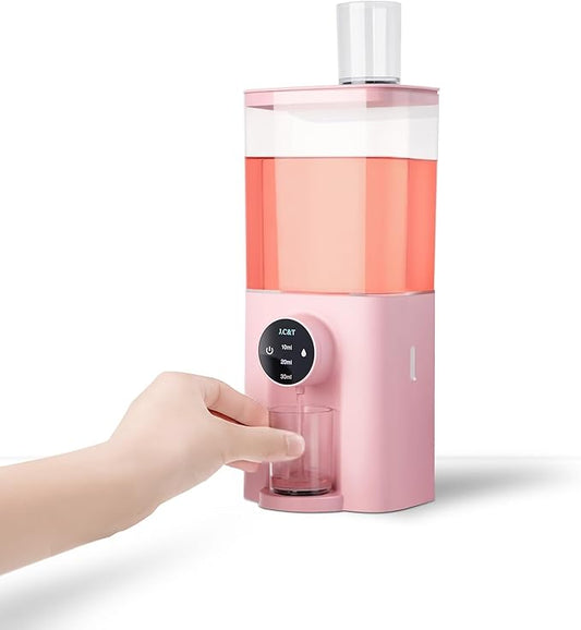 J.C&T Automatic Mouthwash Dispenser for Bathroom,22 FlOz Dispensers with Magnetic Cups,Toothbrush Holders Wall Mounted Adjustable Dispensing Levels,Suitable for All Age Groups,Pink