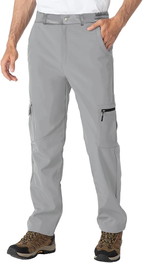TBMPOY Men's Snow Ski Fleece Lined Hiking Pants Waterproof Winter Snowboard Warm Outdoor Insulated Pants Windproof