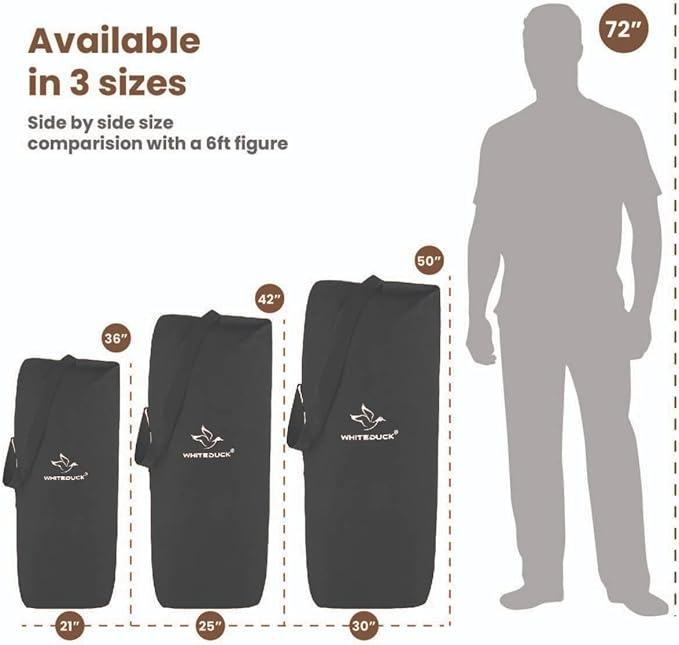 WHITEDUCK Top Load Canvas Folding Duffel Bag, Water Resistant Army Style Shoulder Bag for Men and Women- Gym, Sports, Travel, Hiking, Camping, Backpacking (Large 25" x 42",Black)-StrideForce Fitness