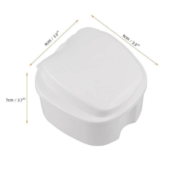Denture Case, Denture Cup with Strainer, Coolrunner Denture Bath Box False Teeth Storage Box with Basket Net Container Holder for Travel, Retainer Cleaning