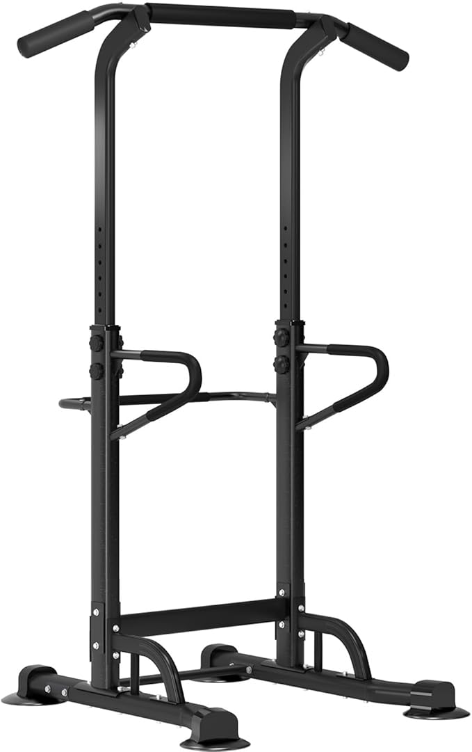 SogesHome Power Tower Adjustable Height Assistive Trainer Dip Station,Pull Up Bar and Dip Stand,Multi-Function Strength Training Fitness Workout Station for Home Gym Fitness Equipment-StrideForce Fitness