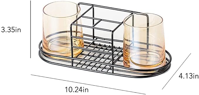 Toothbrush Holder with Cup Holder Electric Toothbrush Toothpaste Holder, Stainless Steel Bathroom Stand or Wall-Mounted Black