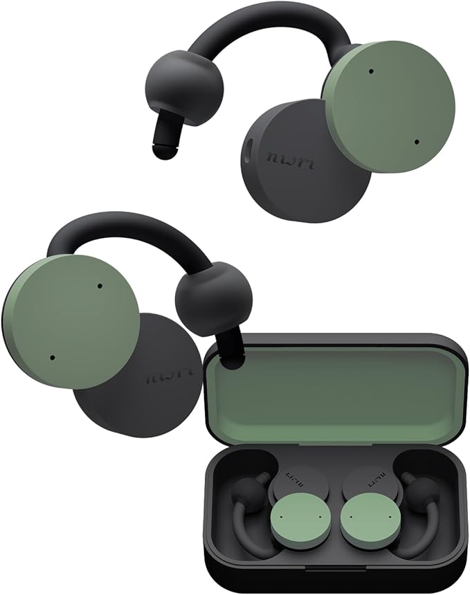 nwm DOTS Wireless On-Ear Speakers (Open Ear Earphones) Sound Leakage suppressed (PSZ Technology - Bone Conduction Alternative) with Optimal Microphone Function Designed in Japan | Moss Green-StrideForce Fitness