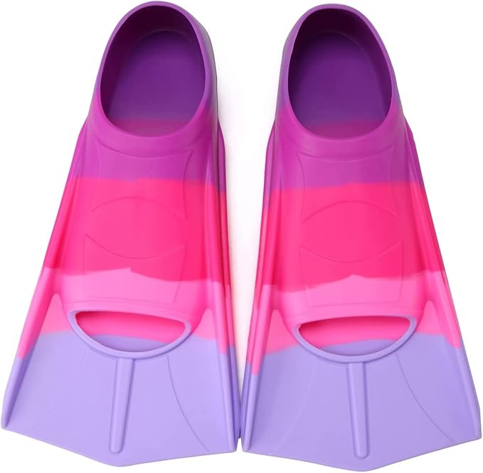 Kids Swim Fins,Short Kids Fins Youth Swimming Flippers for Lap Swimming Training for Children Girls Boys Beginners-StrideForce Fitness