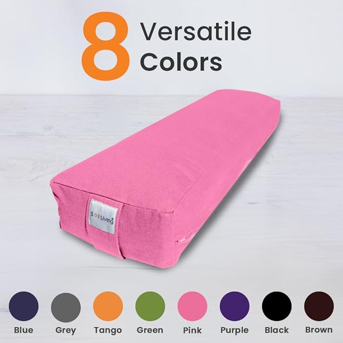 Sol Living Yoga Bolster Pillow Rectangular Meditation Cushion Cotton Meditation Accessories for Restorative Yoga Meditation Pillow Yoga Pillow Firm Body Pillow Bolster Pillow for Legs Removable Cover-StrideForce Fitness