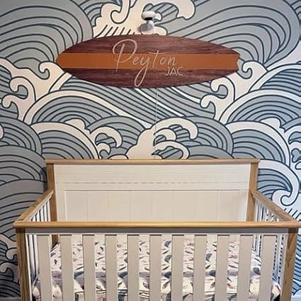 Personalized Wooden Surfboard Wall Decor – Custom Name Surfboard Sign for Nursery, Playroom, or Coastal Room – Decorative Surf Board Wall Art-2 Sizes, 12 Colors-StrideForce Fitness